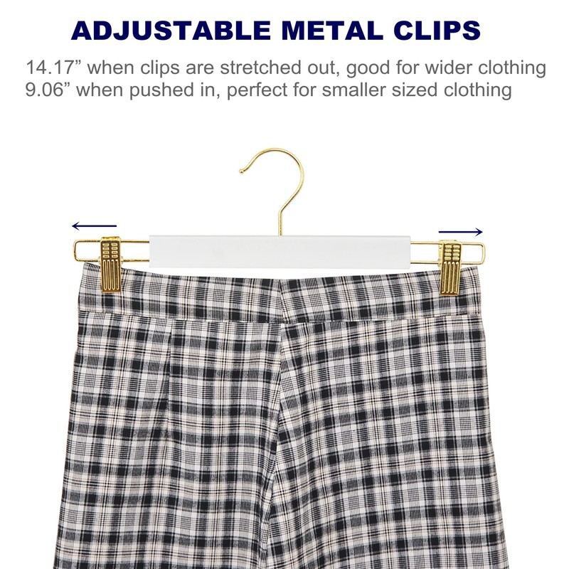 Amber Home 14.17" Solid White Wooden Pant Skirt Hangers with