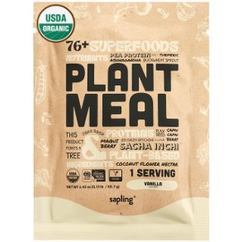 Plant Meal Replacement Shake - Vanilla - 25g of Plant Based Vegan Protein Powder, 76+ Organic Superfoods, Vitamins & Minerals, Mushrooms, Super Greens, Digestive Enzymes & Probiotics - 1 Serving