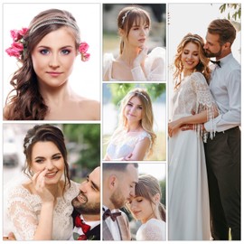 4 Pcs Silver Rhinestone Headbands for Women, Flower Leaf Tiara Crown Head Band Wedding Hair Accessories for Women Girls (Style D, One Size)