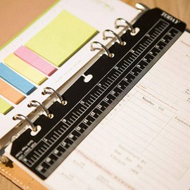 Supertool Notebook Ruler A5 6 Rings Page Marker Black Plastic Filofax A5 Journal Magazine Notebook Black