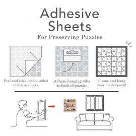 Puzzle Glue Sheets from Galison - Preserve Two X 1000 Piece Puzzles, Sixteen 7 x 10” Adhesive Sheets and 4 Adhesive Hangers, Perfect for Preserving Your Finished Puzzles and Turning Them into Art!