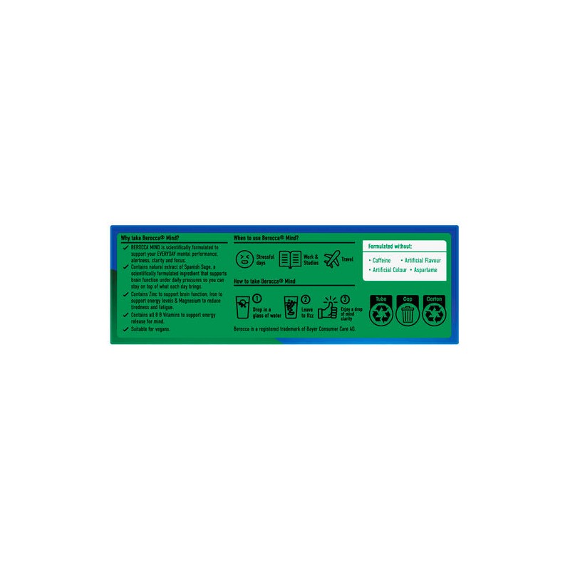 Berocca Mind Citrus Effervescent Tablets, Vitamin B & C, Magnesium,