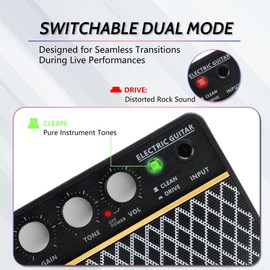 AZOR Mini Guitar Amp 10W Portable Recharged Electric Guitar Amplifier, Wireless Guitar Amp with Clean and Drive Channels, Mini Amp with 3.5mm Headphone Output AM01