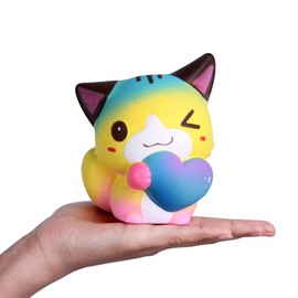 ANBOOR Squeeze Toys Love Heart Cat Galaxy Collection Kawaii Squishies Slow Rising Anti-Stress Toy for Children Adults (9.5 x 7.5 x 12 cm, Pack of 1)