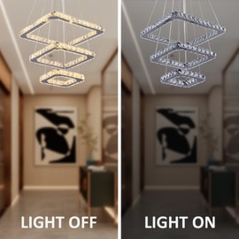 diisunbihuo Modern Crystal Chandeliers LED Square Chandelier Pendant Lights Chandelier Pendant Light 8/12/16 inches Warm White(Warm Square20/30/40)