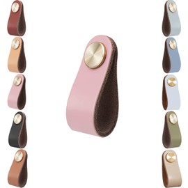 Leather Cabinet Knobs,4pcs Drawer Door Pulls Handles, Cupboard Cabinet Wardrobe Knobs, Anti-Collision Vintage Furniture Door Knobs for Kitchen Dresser