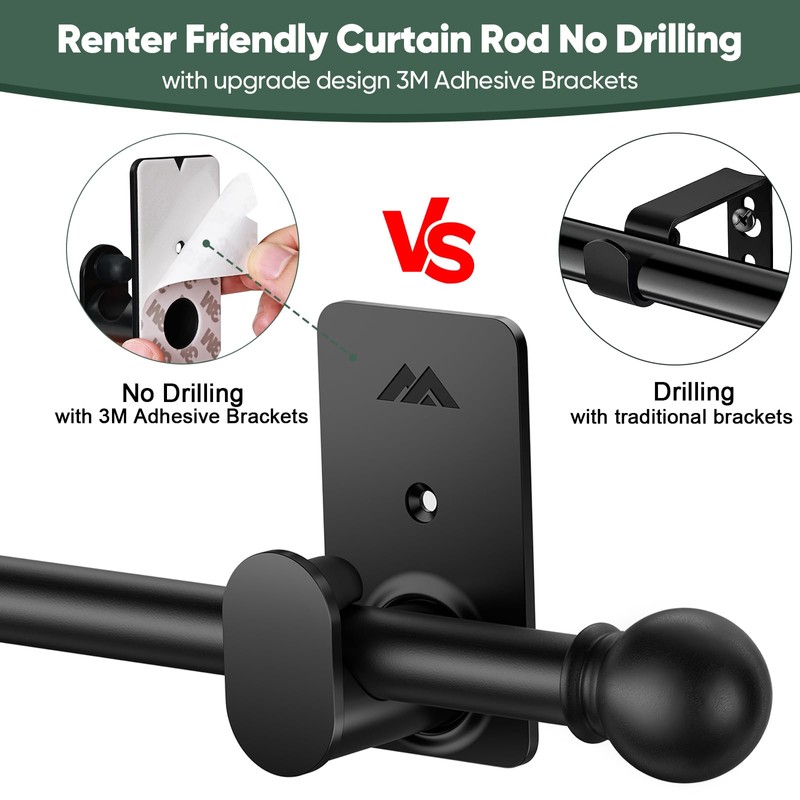 ZNONOX Curtain Rods No Drilling for Windows 30 to 90