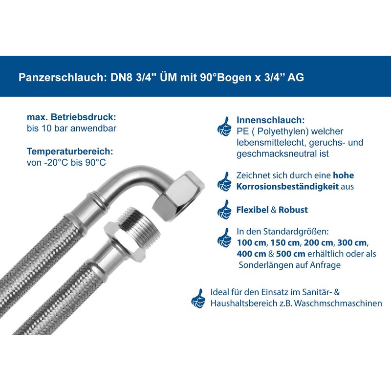 SFX® Reinforced Hose 5 m Flexible Hose 3/4 Inch Male