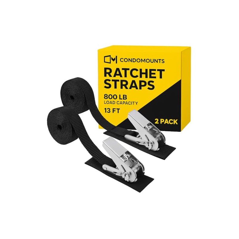 CondoMounts RSSB21 Ratchet Straps with Protective Pads, 13 Ft x
