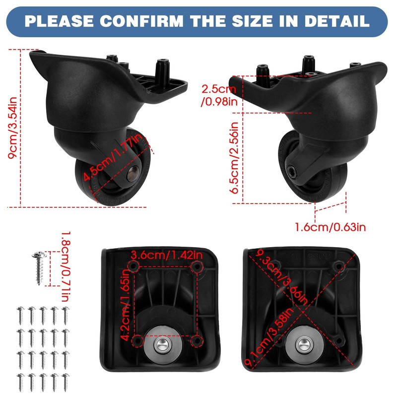 CAUTIOUS Suitcase Wheels Suitcase Wheels Replacement Wheels Luggage Case 2