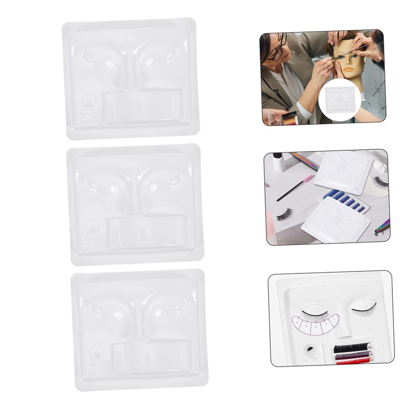 BIUDECO 3pcs Eyelash Practice Tray for Lash Extensions Beauty Face