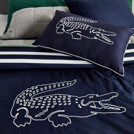 Lacoste Big Croc 3-Pc. 100% Percale Cotton Comforter Set, Navy, Full/Queen