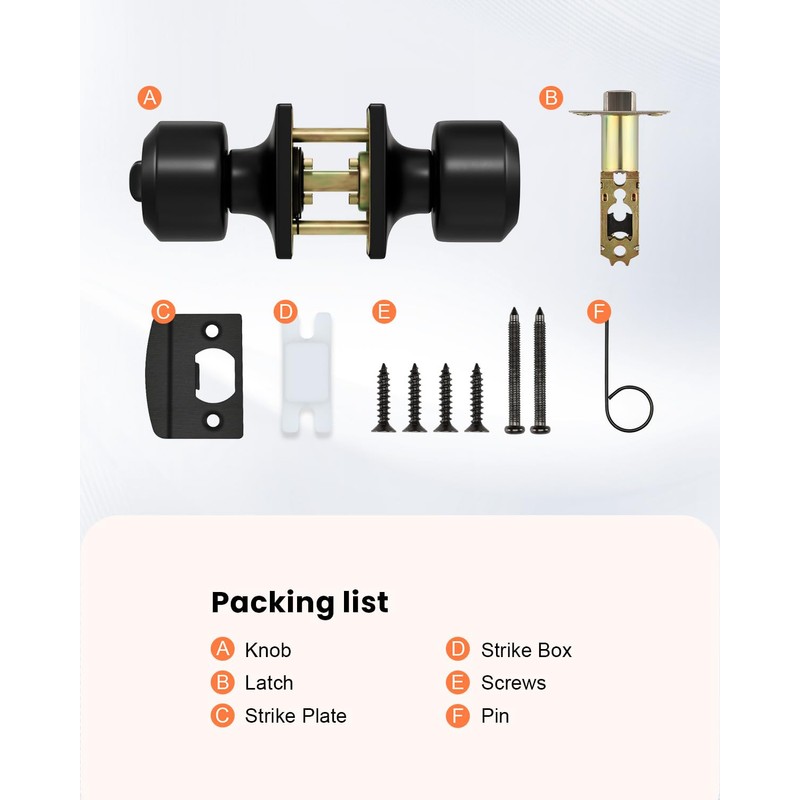 Haidms Black Door Knobs, Interior Door knobs, Privacy Door Knob