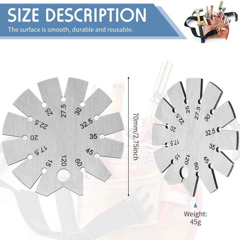 2 Pieces Stainless Steel Bevel Gauge Axe Angle Gauge Round