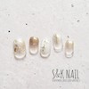 S&K NAIL White Nuance & Gold Nail Seal, Short, Made