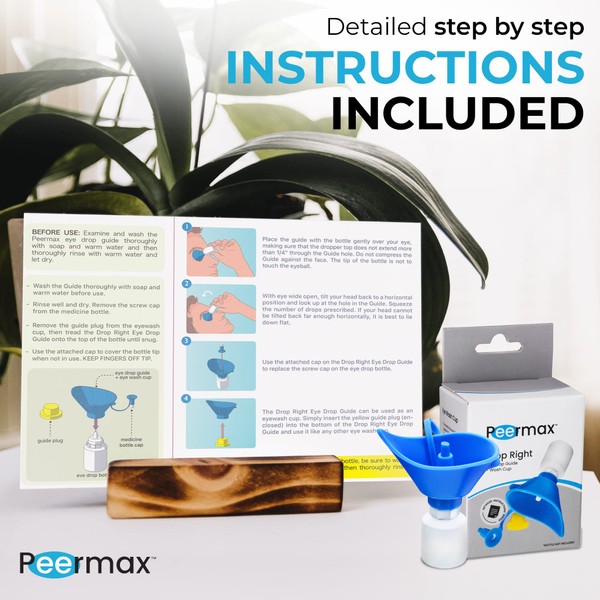 Peermax Drop Right 2 in 1 | Eye Drop Guide + Wash Cup | Works with Most Eye Drop Bottles | Made Easy and Convenient for All Ages| Reusable and Hand Washable