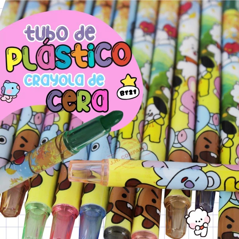 J.H. Company Set 12 Crayolas Giratorias Kawaii Colores Bts Bt21