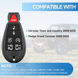 2 PCS Key Fob Replacement Fits for Chrysler Town and Country 2008 2009 2010 2011 2012 2013 2014 2015 2016 Dodge Grand Caravan 2008-2020 Car Keyless Entry Remote M3N5WY783X IYZ-C01C 433 Mhz