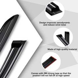 WZYJGTOP Tape on Wind Noise Reduction Rain Guards for Nissan Rogue 2021-2024 S, SV, SL, 4-Piece Side Window Visors, UV Resistant & Weatherproof, No Drill Installation