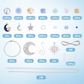 SUNNYCLUE 1 Box DIY 2 Sets Suncatcher Making Kits Crystal Sun Catchers Vintage Blue Orange Faceted Glass Beaded Sun Moon Star Hanging Suncatcher Rainbow Maker for Windows Home Outdoor Garden Decors