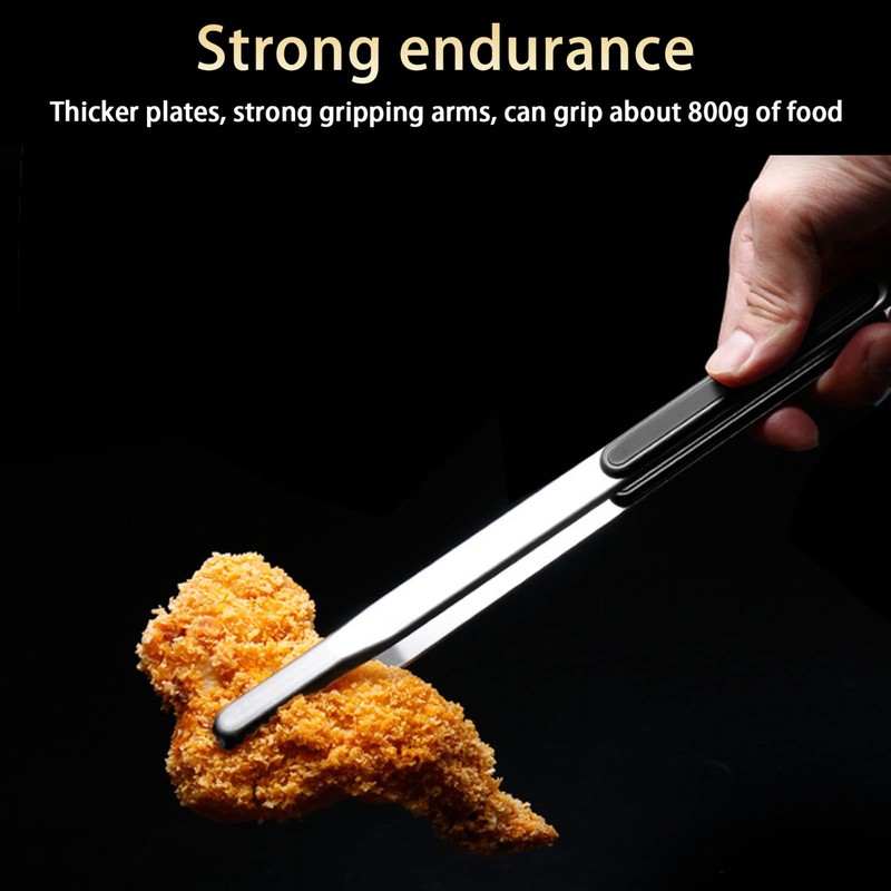 Barbecue Tongs Teeth Kitchen Cooking Tongs 25.5cm Solid Stainless Steel