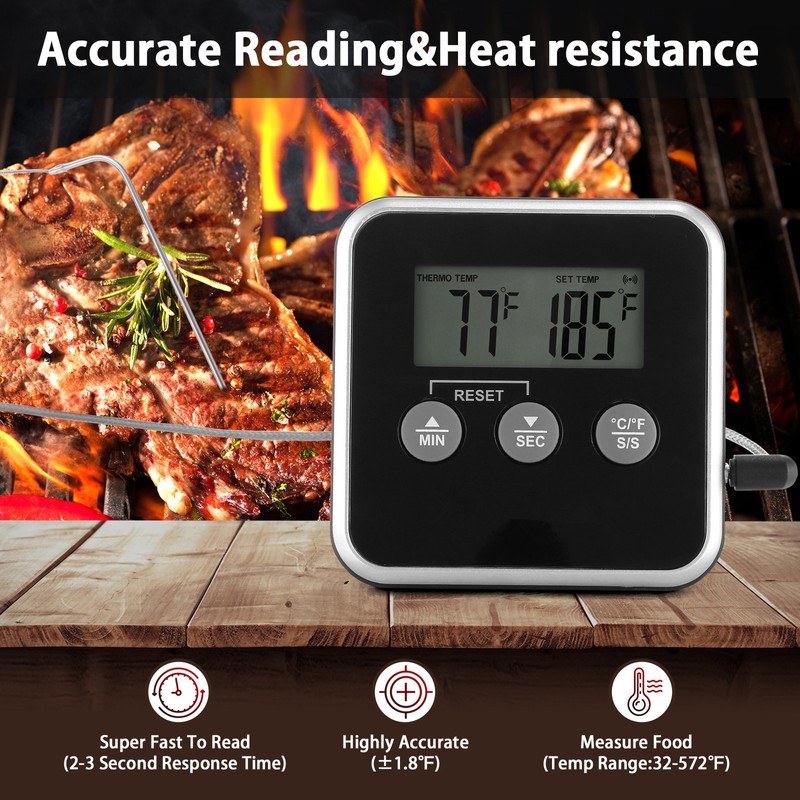 Digital Meat Thermometer Food Barbecue Thermometer BBQ Grill Smoker Thermometer