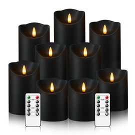 Nimiko Flameless Candles with Remote, Battery Operated Flickering Flameless Candles, LED Candles with Timer 2/4/6/8H, with Realistic LED Candles Set of 9 (D3 x H 3" 4" 5" 6" 7") (Ivory)