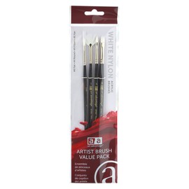 Art Advantage White Nylon Acrylic Brush Set, 4-Piece