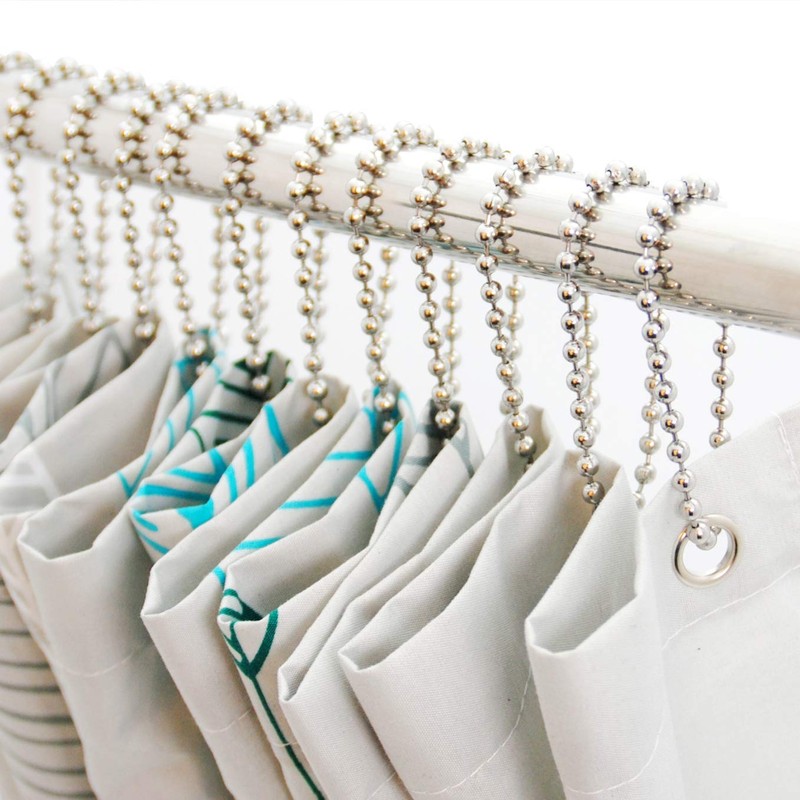BallchainAge Shower Curtain Hooks, Shower Curtain Rings 12pcs, spa-Quality Look-Silver