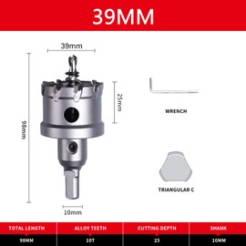 Carbide Hole Cutter Drill Bits,LAIWEI Heavy Duty Hole Saw for Stainless Steel,Metal,Cast Iron, Copper 1-9/16"(39mm)