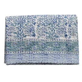 MAVISS HOMES Indian Block Print Quilt Kantha Quilts Queen Size Kantha Throw Quilt Blanket Kantha Bedspreas Pure Cotton Quilt (Twin 90 X 60 Inch, White Floral)