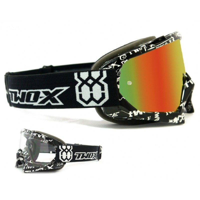 Two-X Race Motocross / Enduro Cross Goggles, Mirrored Lens, Iridium