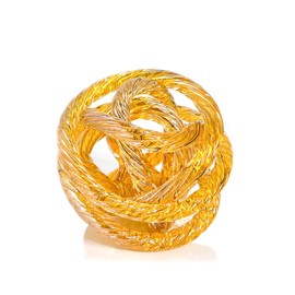 Glass Knot Teal Orbit Ball - 5 Inch Hand Blown Infinity Sculpture Decor Glass Orbit Home Decor Table Decoration Interio Art