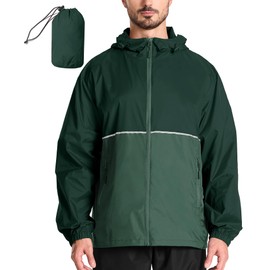 SWISSWELL Men's Rain Jacket Windbreaker Packable,Lightweight Golf Rain Coat Inner Pocket for Camping Hiking Cycling
