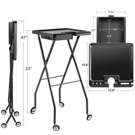 STYLANCE Salon Folding Tray, Salon Tray on Wheels, Salon Tray cart, Barber Shop,Hair Salon Accessories