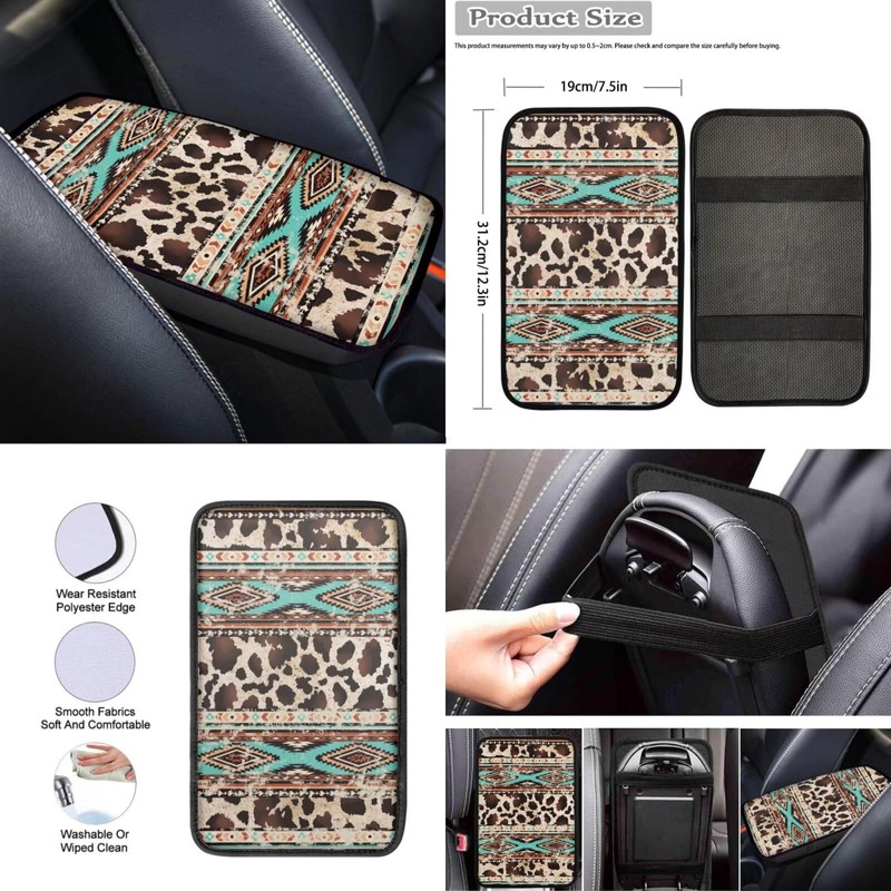 Wanyint Aztec Cow Print Retro Car Accessories Set 12 PCS,
