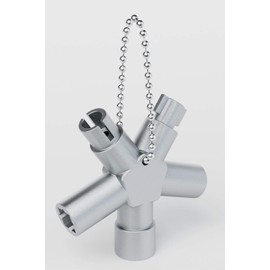 ABSINA Universal Key with 4 Profiles, Triangular Key, Square Key, Control Cabinet Key, Square Triangular Construction Key, Universal Key for Standard Cabinets and Locking Systems