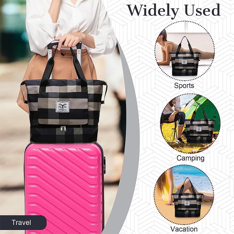 Foldable Dry/Wet Separation Travel Bag,Large Capacity Folding Travel Bag,Unisex Portable