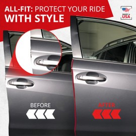 All-Fit Automotive Car Door Edge Protector – Universal DIY Edge Trim to Prevent Scratches & Dings – Flexible Adhesive Molding Trim for Cars, Trucks & SUVs (10 Ft - Red)