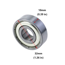 Antrader 2-Pack 12mm x 32mm x 10mm 6201Z Double Shielded Deep Groove Radial Ball Bearings