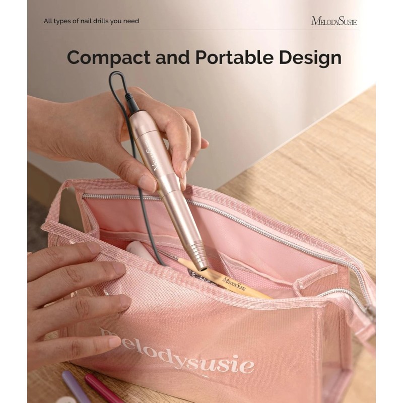 MelodySusie Electric USB Nail Drill Machine, Portable Efile Set with