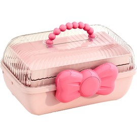 Generic Caja de Almacenamiento de Pinzas para el Cabello para Niños, Bonito Adorno con Lazo, Contenedor de Organización de Escritorio de 3 Niveles para Niñas, Accesorios para el Cabello, Recepción