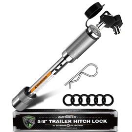 AUTMATCH Trailer Hitch Lock - 5/8" Hitch Receiver Pin Lock Fits Class III IV 2" & 2-1/2" Receiver, Anti-Theft Trailer Receiver Lock with Anti-Rattle O-Rings for Tow Truck Bike Car Boat, Silver