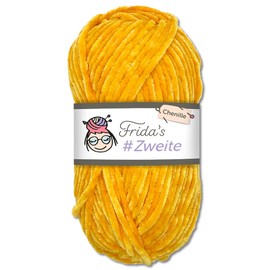 Frida's #Zweite Wolle 100 g Chenille Wool for Amigurumi, Knitting and Crochet, Soft (30 - Mustard)