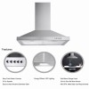 Tieasy 30in Kitchen Wall Mounted Range Hood Stainless Steel 450CFM