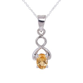 GEMKORA Natural Citrine Gemstone Brilliant Oval Dainty Pendant Necklace, Zodiac, November Birthstone, Healing Crystals Women Jewelry in 925 Sterling Silver Chain 18 inch