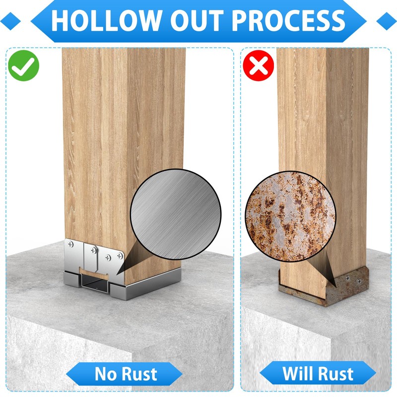 6 pcs 6x6 Galvanized Post Base for Concrete, Post Deck