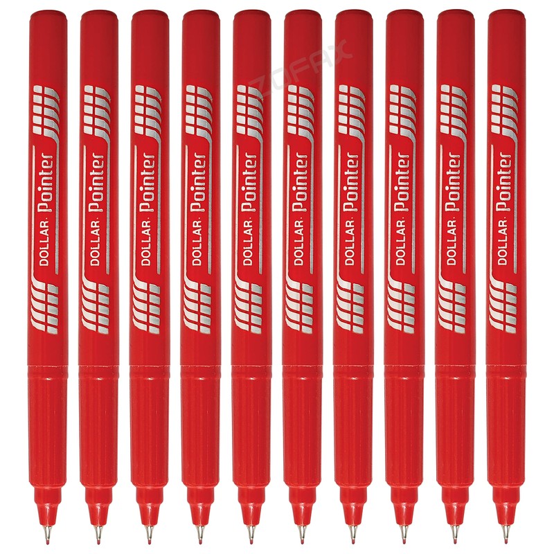 DOLLAR Fineliner Pens, RED, 0.3mm Ultra Fine Felt Tip, Pack