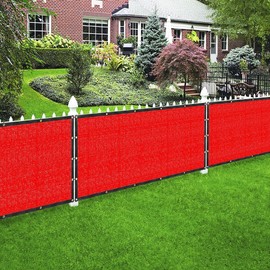 3' x 18' Red Privacy Screen Fence Cover Panel Shade Cloth Fabric for Chain Link Fence Gate Balcony Deck Patio Pool Railing Porch Playground Yard Garden Farm
