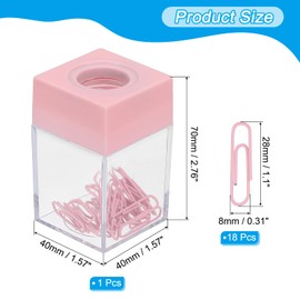 PATIKIL Magnetic Paper Clip Holder Dispenser, Large Capacity Paper Clip Organizers with Magnetic Top for Desk Supplies, Office, Classroom, Home, Pink
